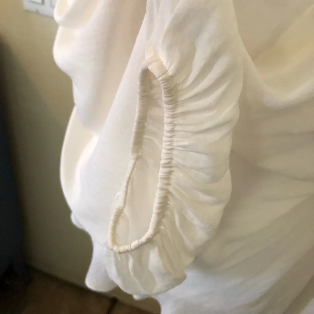 Free People Cream Drape Blouse With Big Balloon Sleeves